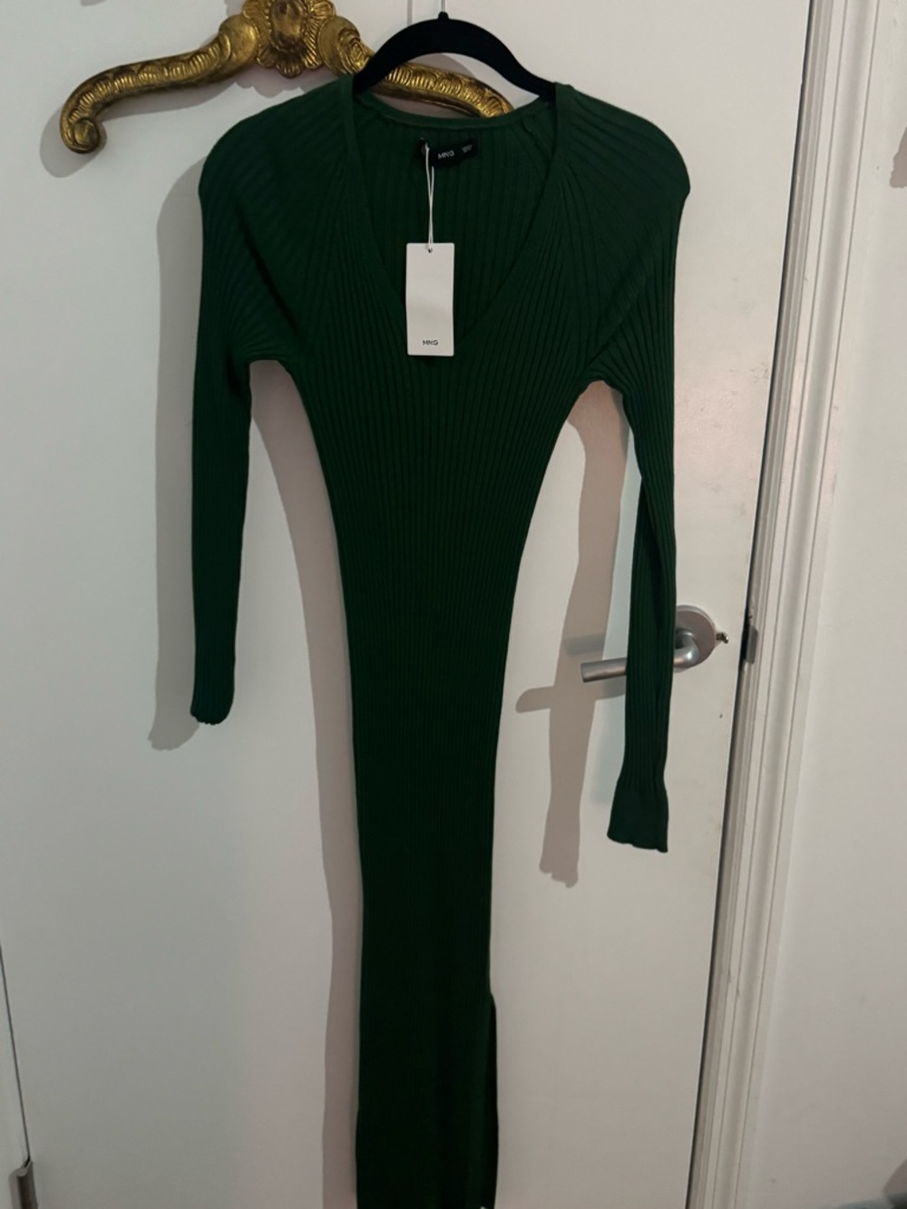 Zara Dark Green Ribbed Maxi Dress
